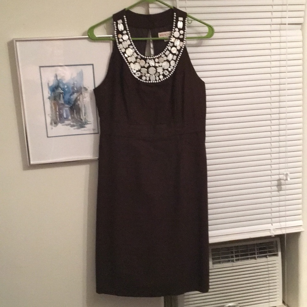 Brown dress with beaded collar